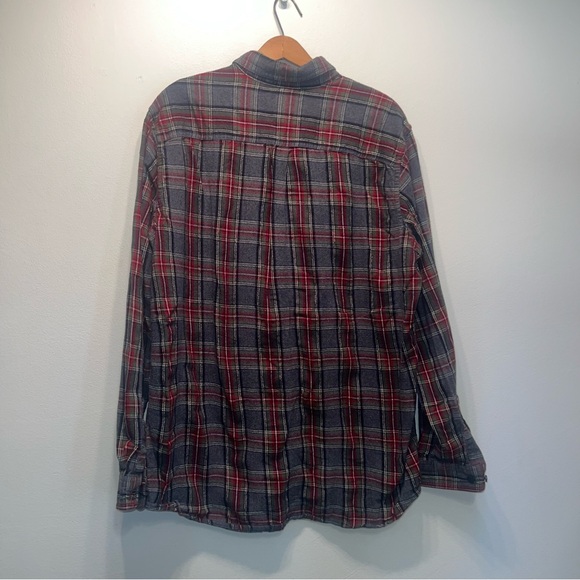 LL Bean Men Long Sleeve Plaid Flannel Button Down Plaid Shirt Sz L-Tall Cotton - Picture 5 of 8